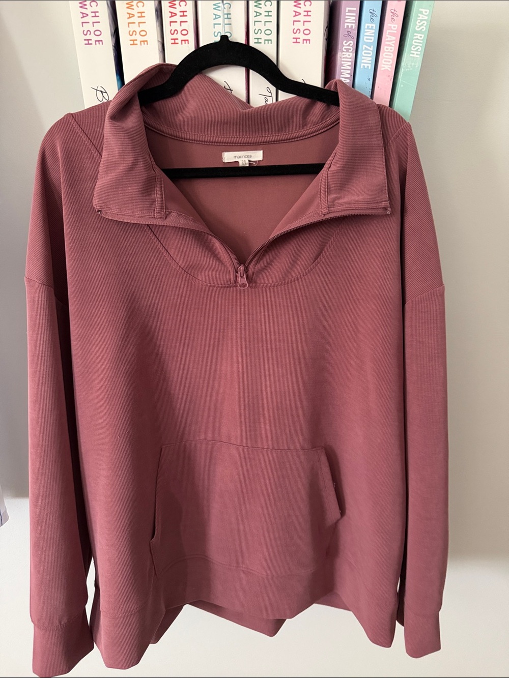 Maurices Dusty Mauve Half-Zip Pullover Hoodie